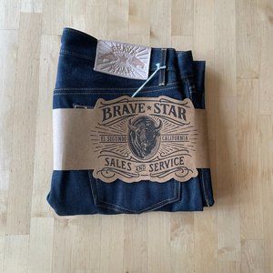 BRAVE STAR SLIM TAPER 16.5OZ CONE MILLS SELVAGE DENIM - MADE IN USA 34/28 NWT